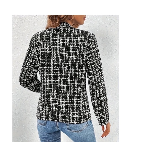 Tweed Long Sleeve Blazer Open Front 14 - Picture 3 of 4